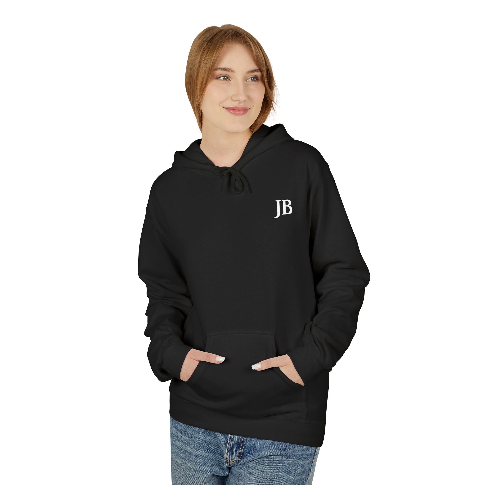 Adult Unisex Monogram 'JB' Minimalist Black Hoodie — Classic Personalized Sweatshirt