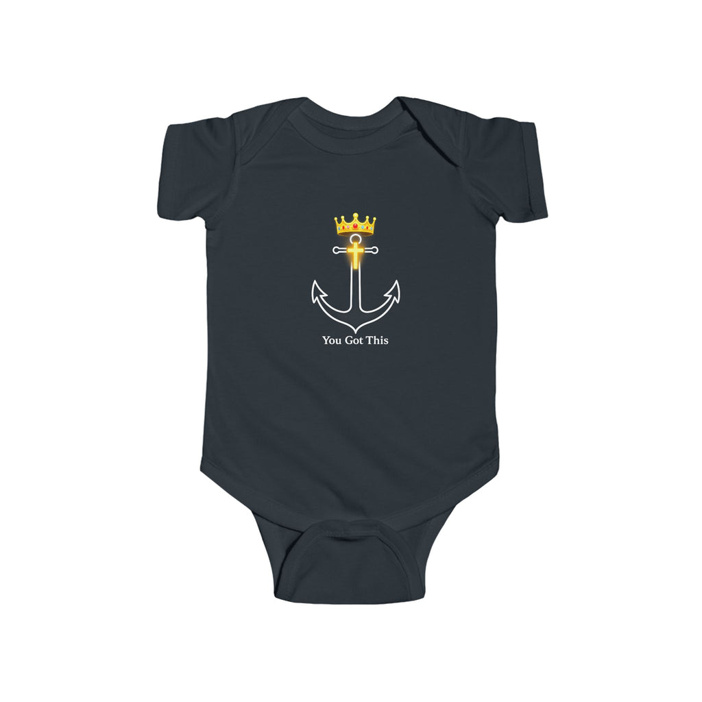 Infant Bodysuit - 'You Got This' Anchor Crown Baby Onesie | Nautical Newborn Gift